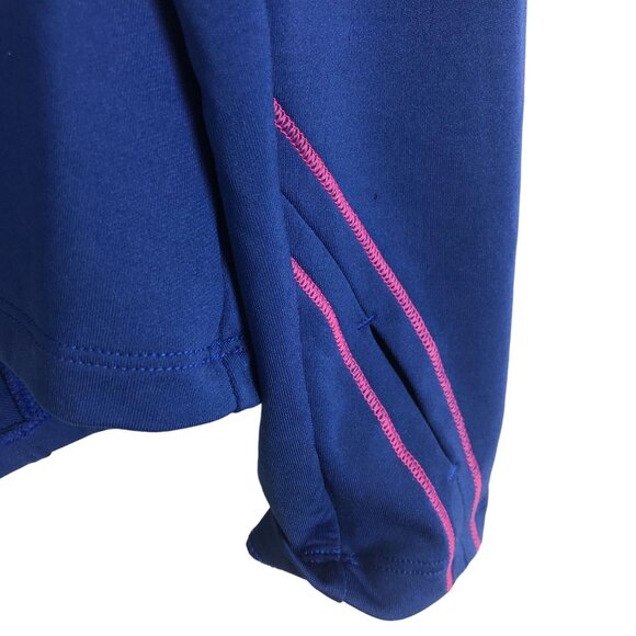 Saucony Quarter Zip Pullover Activewear Top Medium Blue Pink Accents Thumbholes - Picture 6 of 8